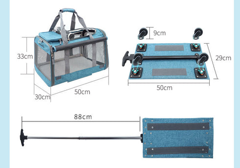 Cat Carrier with Telescopic Walking Handle