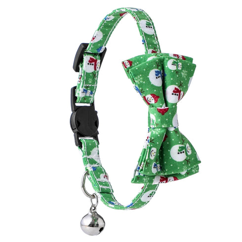 Christmas Snowman Cat Bowtie Collar