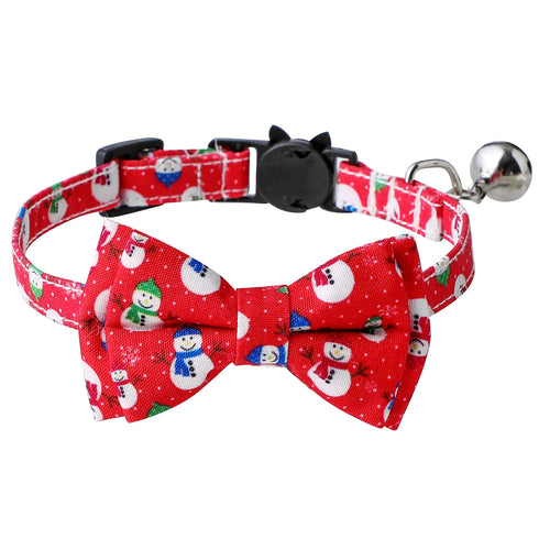 Christmas Snowman Cat Bowtie Collar