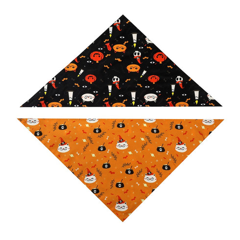 Dog Bandana with Pumpkin Bat Ghost Pattern