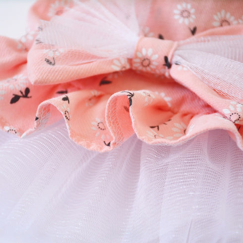 Dog Flower Dress with Bow Tie