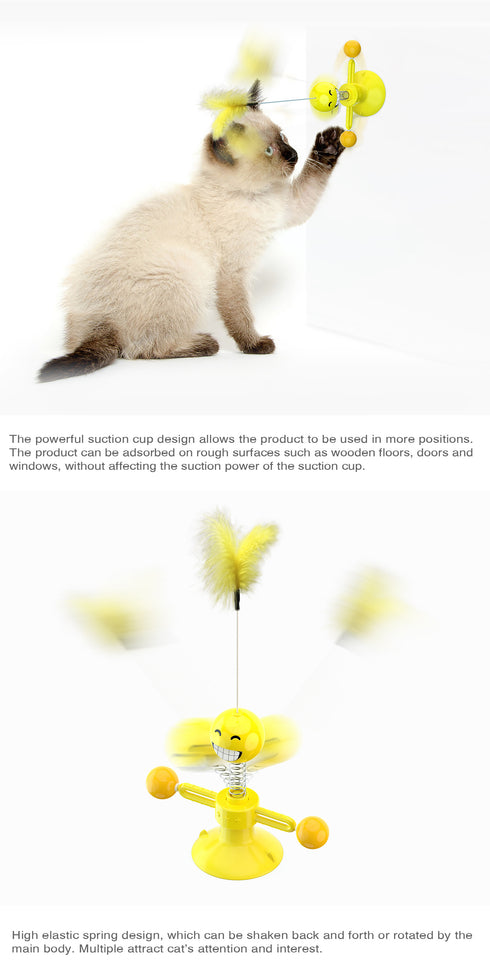 Cat Spring Interactive Chasing Feather Toys