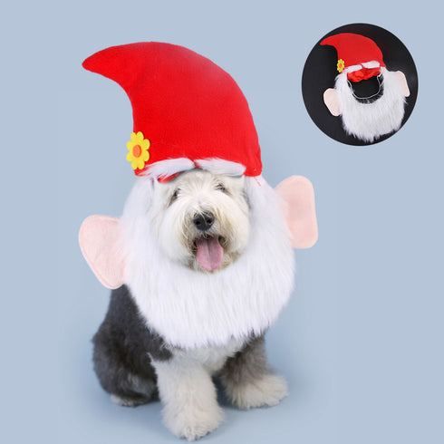Santa Claus Costume Dog Hat and Beard