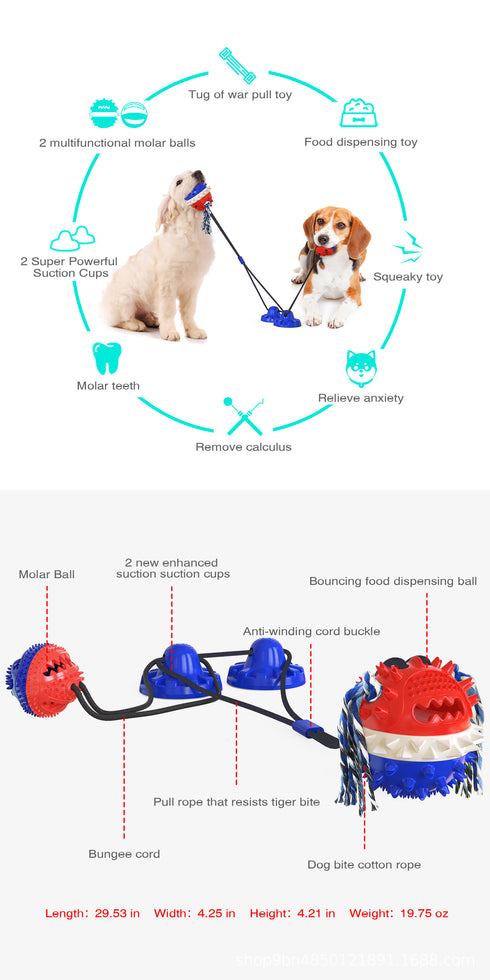 Double Suction Cup Dog Pet Tug Rope Toy