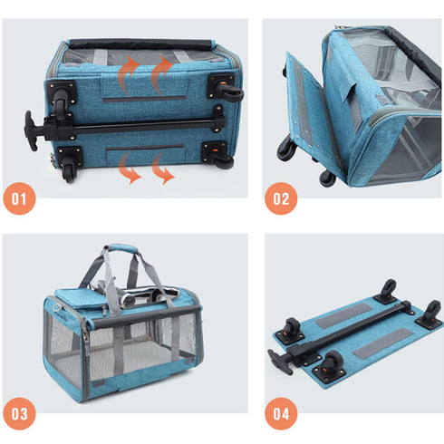 Cat Carrier with Telescopic Walking Handle