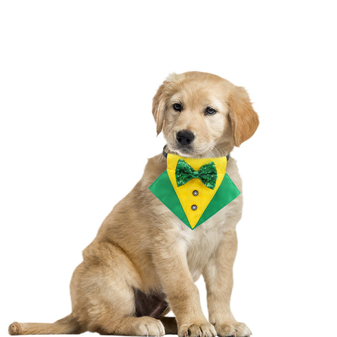 St. Patrick's Day Dog Bandana Collar with Bow Tie