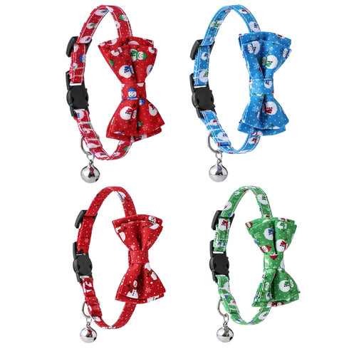Christmas Snowman Cat Bowtie Collar