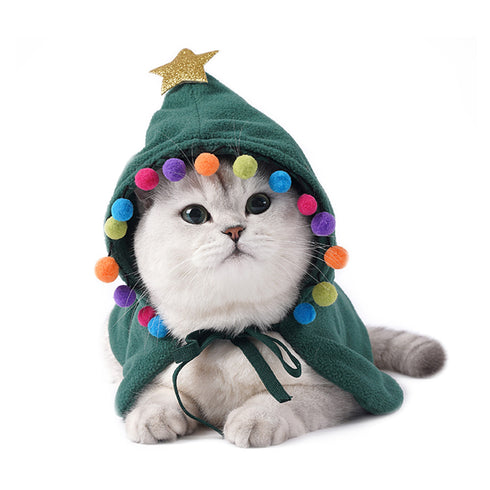 Dog Santa Tree Cloak Cat Christmas Costume with Hat