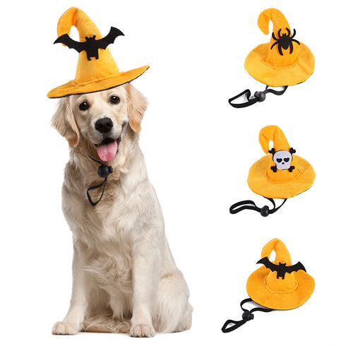 Halloween Cat Bat Skeleton Yellow Hat
