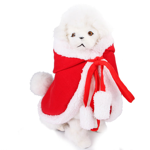 Pet Holiday Cat Costume Red Christmas Cloak