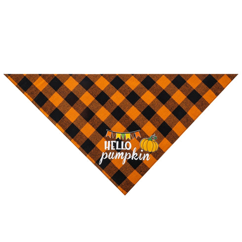 Plaid Halloween Pumpkin Dog Bandana