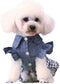 Denim Dress for Girls Dog Cat with Puff Sleeve Bowknot
