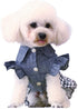 Denim Dress for Girls Dog Cat with Puff Sleeve Bowknot