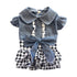 Denim Dress for Girls Dog Cat with Puff Sleeve Bowknot