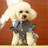 Denim Dress for Girls Dog Cat with Puff Sleeve Bowknot