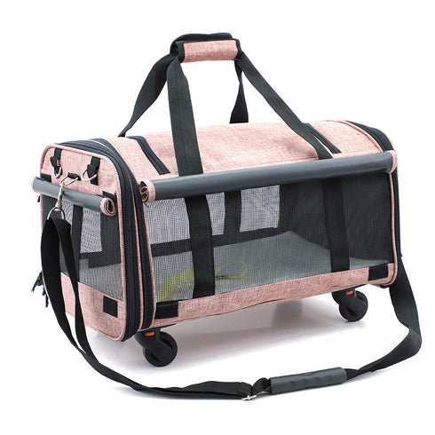Pet Rolling Carrier with Detachable Wheels