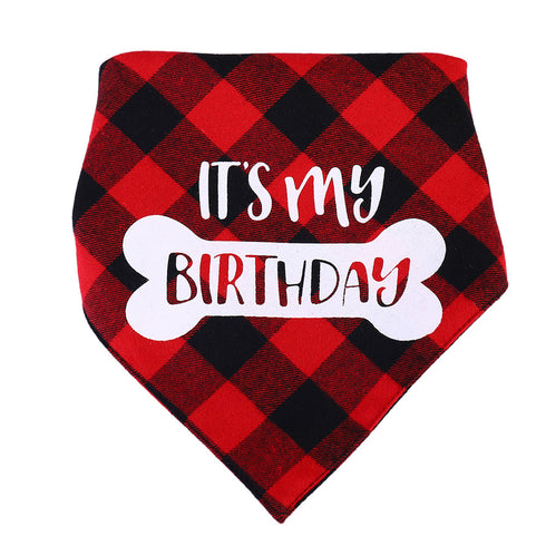 Plaid Painting Dog Birthday Bandana Girl Boy