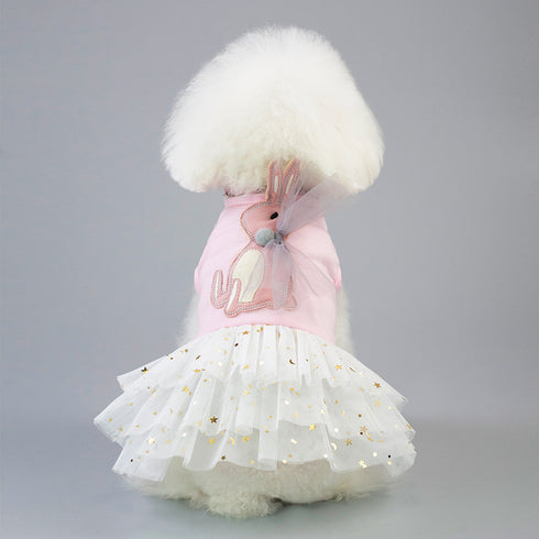 Dog Princess Dress with Rabbit Lace Gauze Skirt