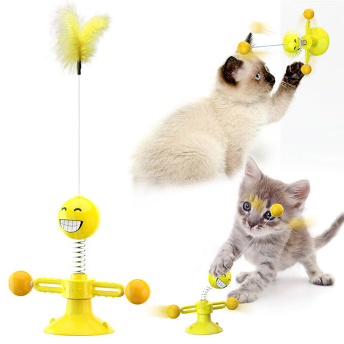 Cat Spring Interactive Chasing Feather Toys