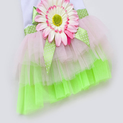 Flower Gauze Dog Dress Bowknot Princess Clothes