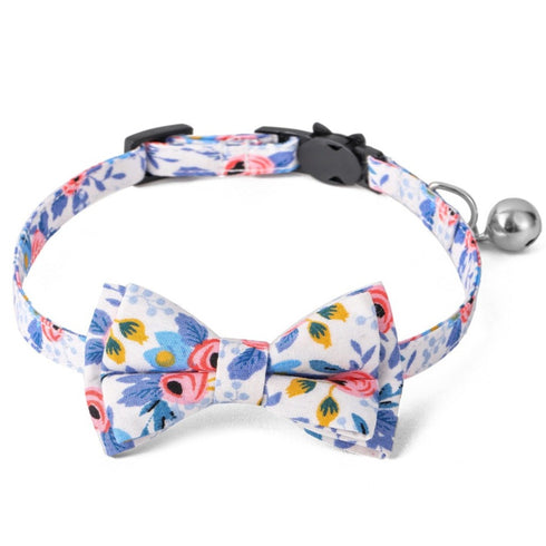 Adjustable Cat Collar Scarf Floral with Bell