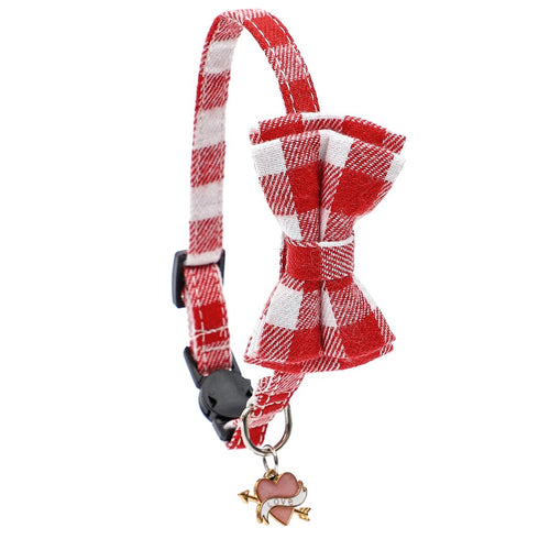 Valentine's Day Plaid Pattern Dog Collar