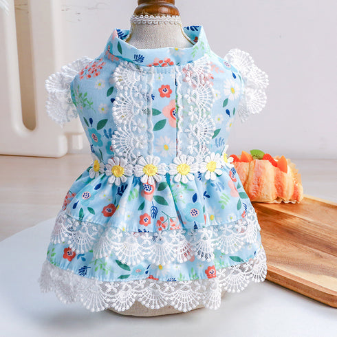 Summer Puppy Elegant Flower Lace Dress