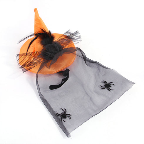 Halloween Purple Spider Witch Mesh Hat