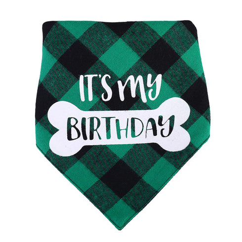 Plaid Painting Dog Birthday Bandana Girl Boy
