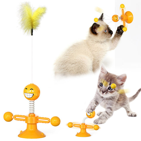 Cat Spring Interactive Chasing Feather Toys