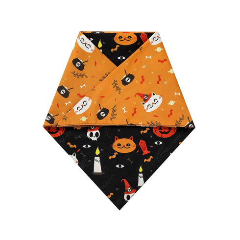 Dog Bandana with Pumpkin Bat Ghost Pattern