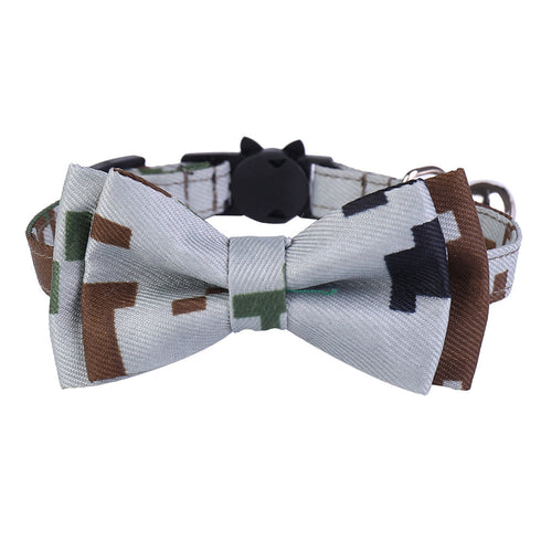 Adjustable Cat Camouflage Collar with Bowtie
