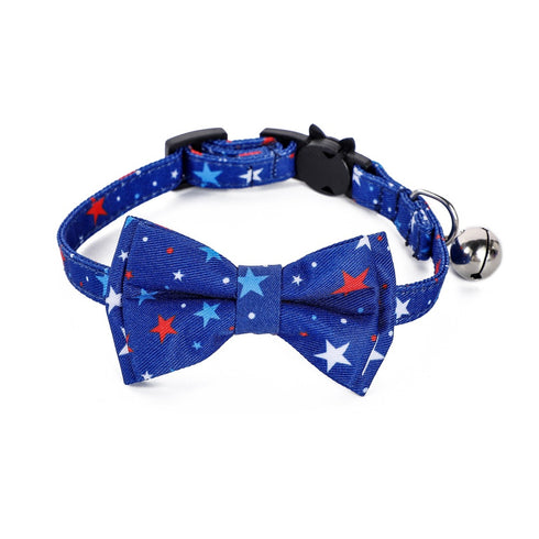 American US Flag Cat Collar and Bow Tie