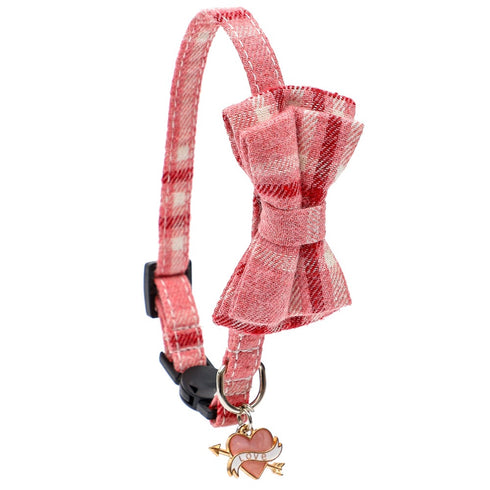 Valentine's Day Plaid Pattern Dog Collar
