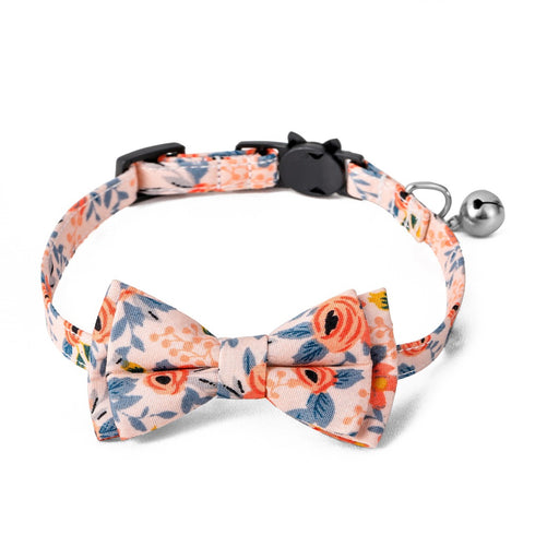 Adjustable Cat Collar Scarf Floral with Bell