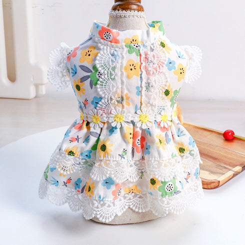 Summer Puppy Elegant Flower Lace Dress