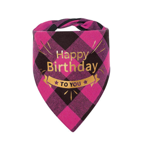 Plaid Painting Dog Birthday Bandana Girl Boy