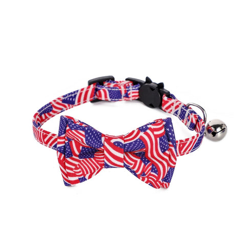 American US Flag Cat Collar and Bow Tie