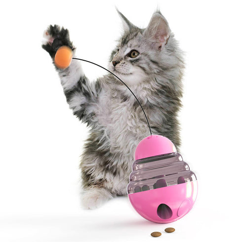 Cat Playing Chasing Tumbler Dog Treat Ball