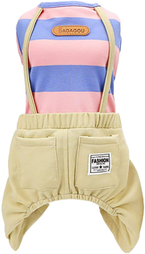 Dog 4 Legs Shirt Stripe Overalls