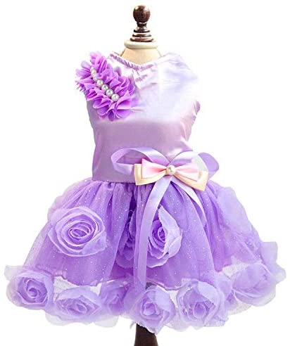 Floral Dogs Eelgant Dresses Rose with Flowers