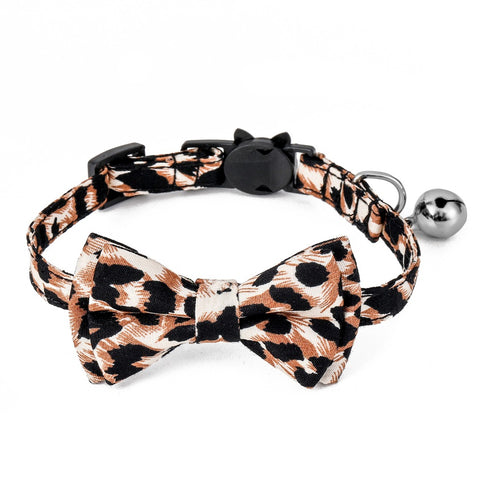Adjustable Leopard Cat Collars with Bow Tie