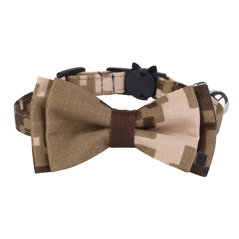 Adjustable Cat Camouflage Collar with Bowtie