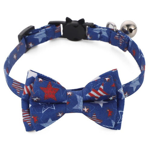 American US Flag Cat Collar and Bow Tie