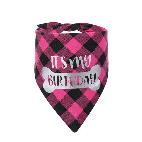 Plaid Painting Dog Birthday Bandana Girl Boy