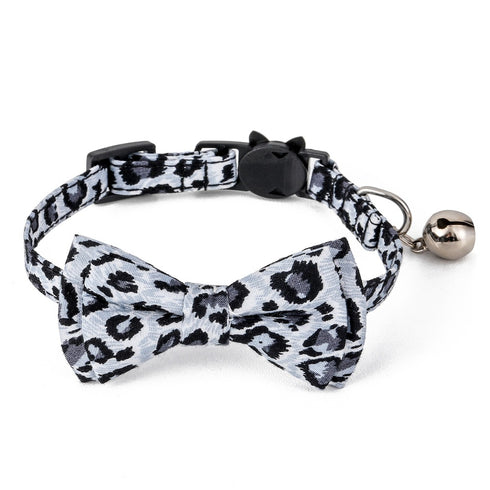 Adjustable Leopard Cat Collars with Bow Tie