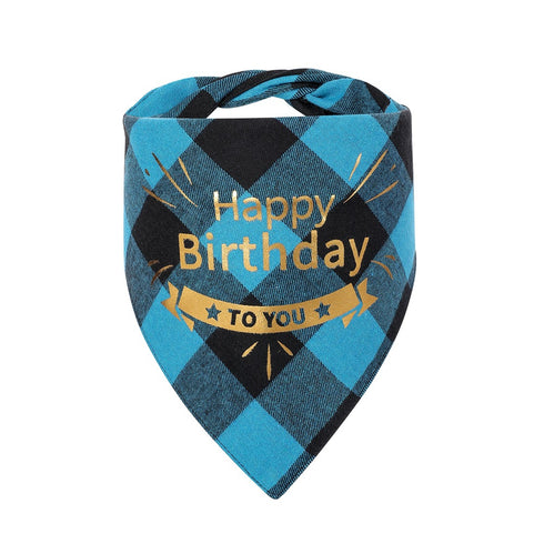 Plaid Painting Dog Birthday Bandana Girl Boy