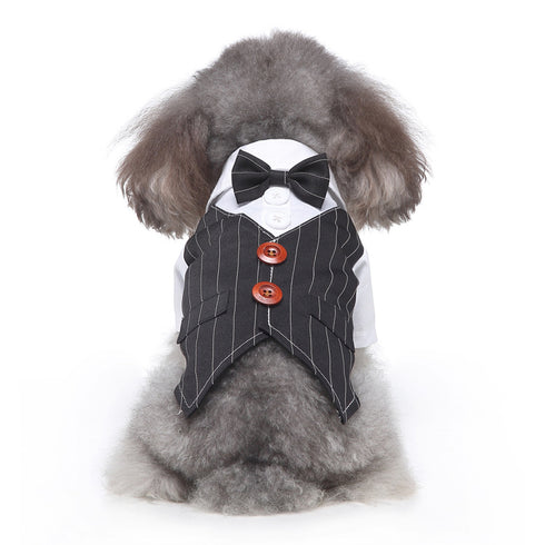 Dog Wedding Shirt Formal Tuxedo with Black Tie