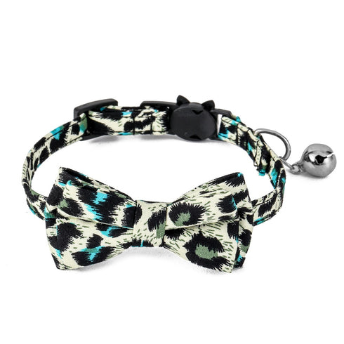 Adjustable Leopard Cat Collars with Bow Tie